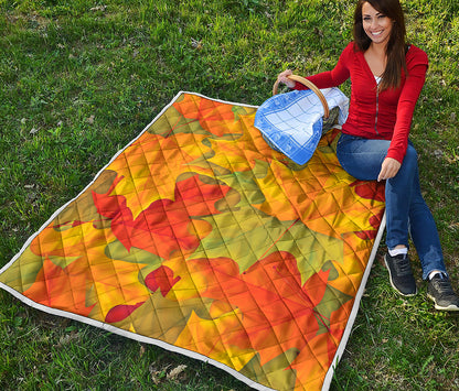 Fall Autumn Maple Leaves Print Quilt
