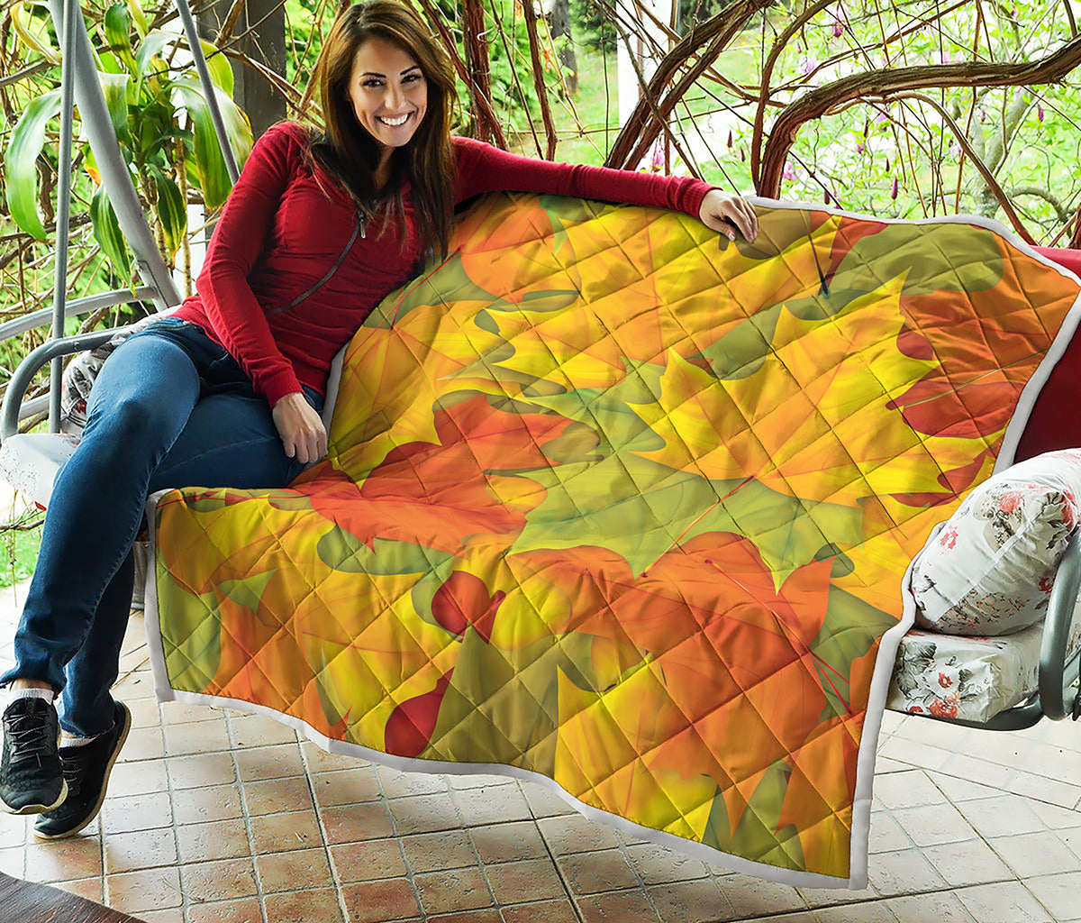 Fall Autumn Maple Leaves Print Quilt