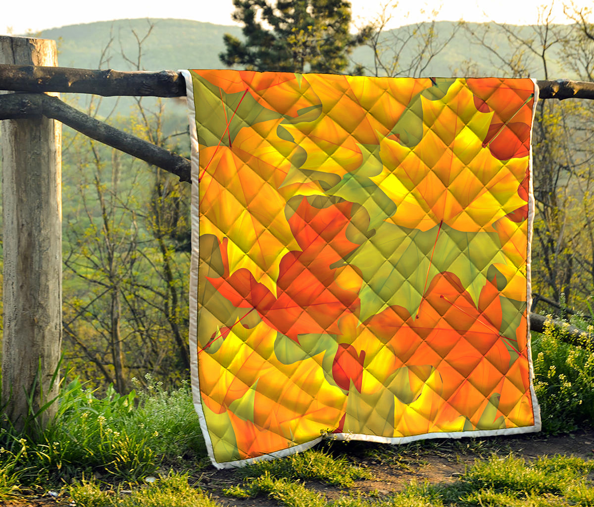 Fall Autumn Maple Leaves Print Quilt