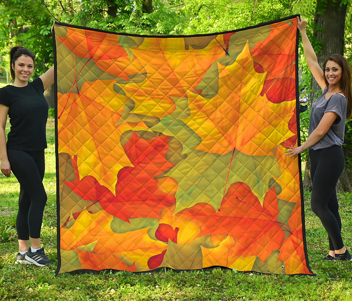 Fall Autumn Maple Leaves Print Quilt
