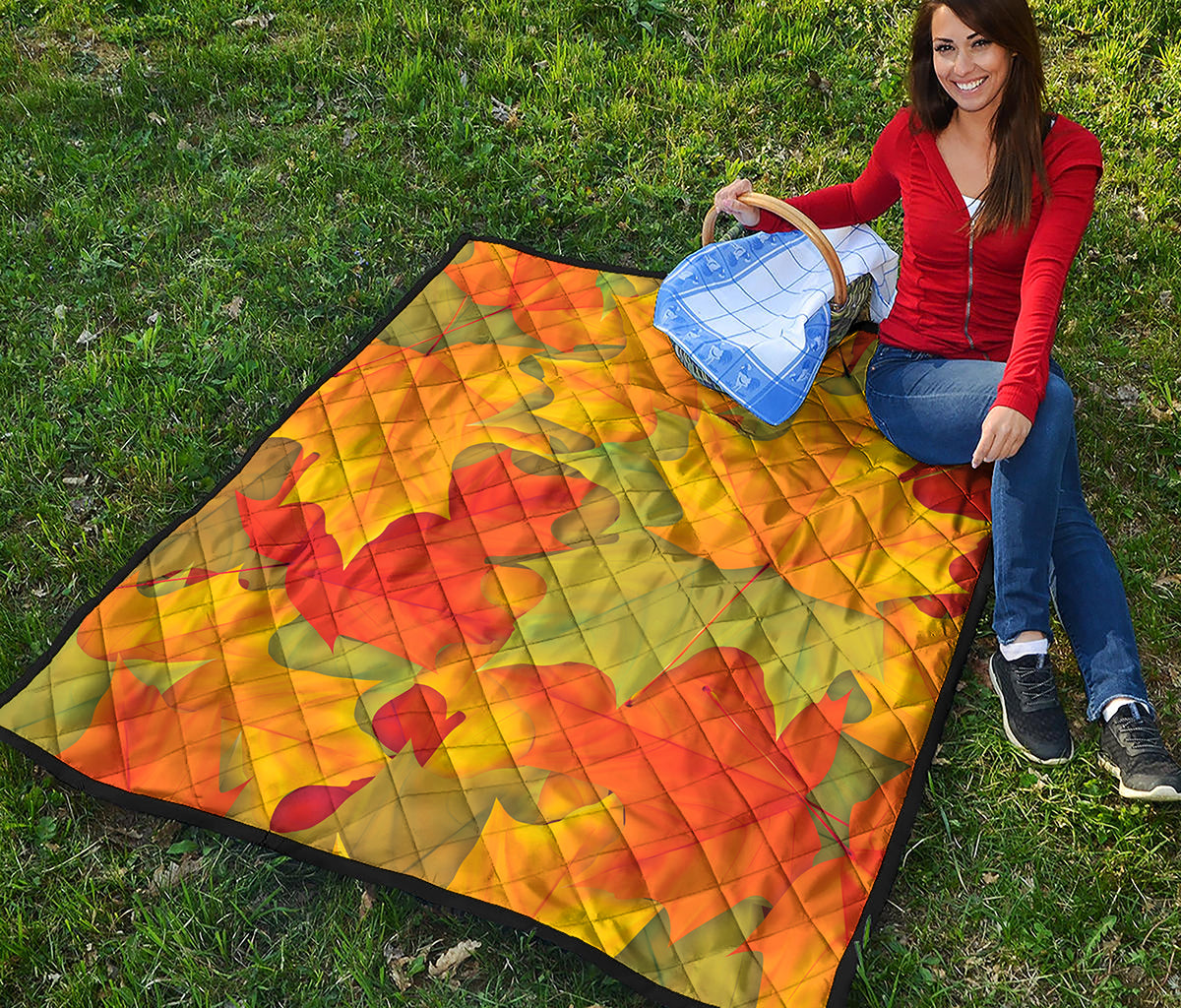 Fall Autumn Maple Leaves Print Quilt