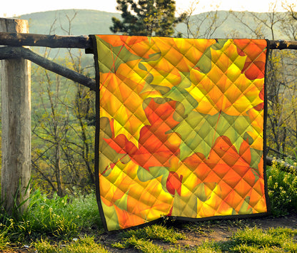 Fall Autumn Maple Leaves Print Quilt