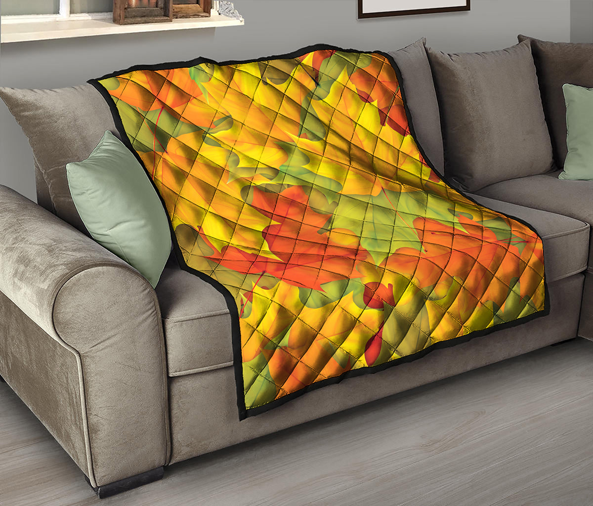 Fall Autumn Maple Leaves Print Quilt