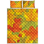 Fall Autumn Maple Leaves Print Quilt Bed Set