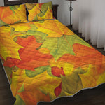 Fall Autumn Maple Leaves Print Quilt Bed Set