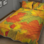 Fall Autumn Maple Leaves Print Quilt Bed Set
