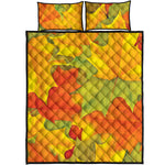 Fall Autumn Maple Leaves Print Quilt Bed Set