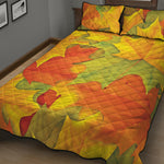 Fall Autumn Maple Leaves Print Quilt Bed Set