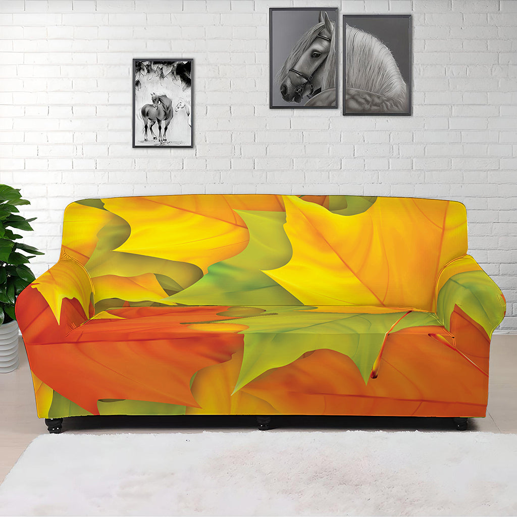 Fall Autumn Maple Leaves Print Sofa Cover