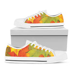 Fall Autumn Maple Leaves Print White Low Top Shoes