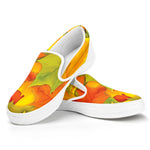 Fall Autumn Maple Leaves Print White Slip On Shoes