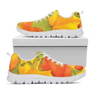 Fall Autumn Maple Leaves Print White Sneakers