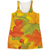 Fall Autumn Maple Leaves Print Women's Racerback Tank Top