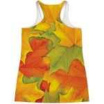 Fall Autumn Maple Leaves Print Women's Racerback Tank Top