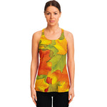 Fall Autumn Maple Leaves Print Women's Racerback Tank Top