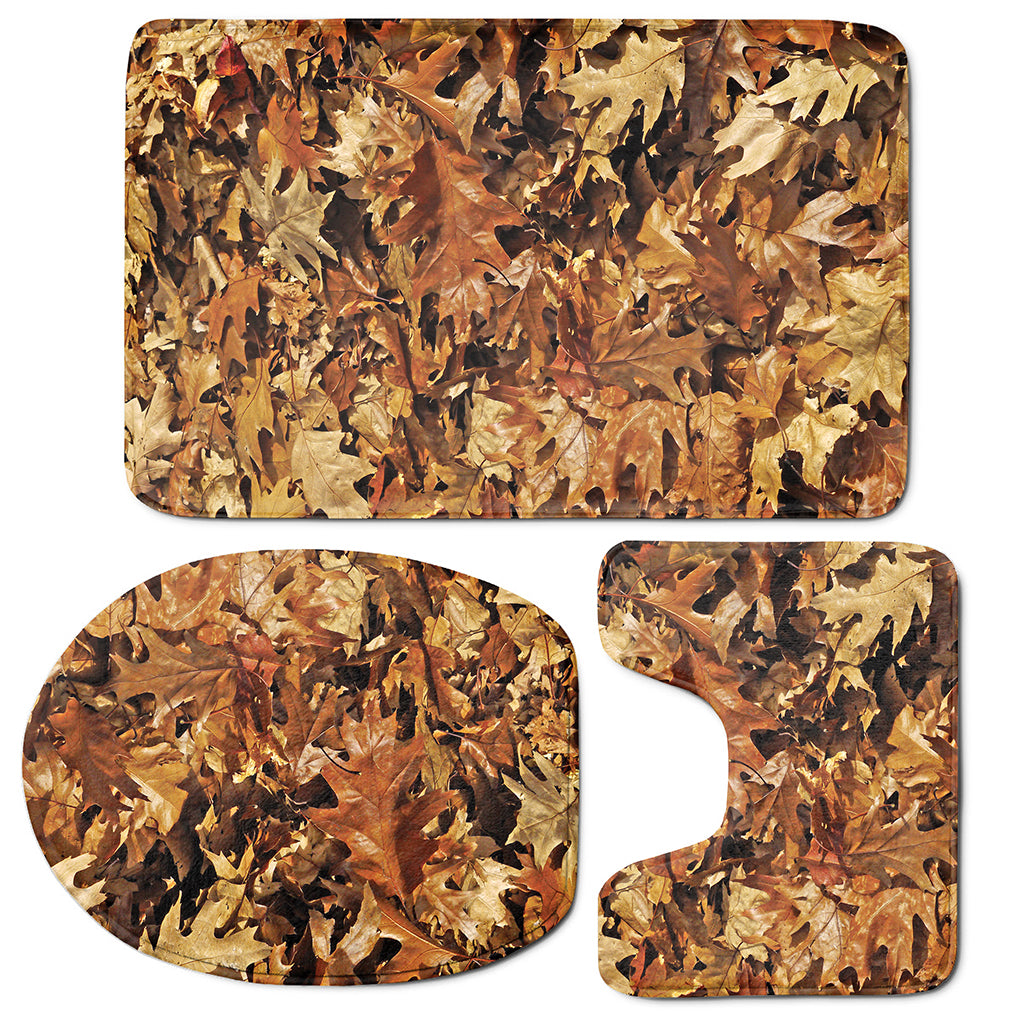 Fall Leaves Hunting Camouflage Print 3 Piece Bath Mat Set