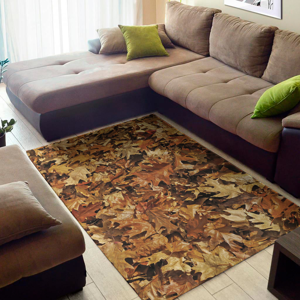 Fall Leaves Hunting Camouflage Print Area Rug