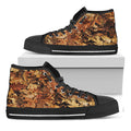 Fall Leaves Hunting Camouflage Print Black High Top Sneakers