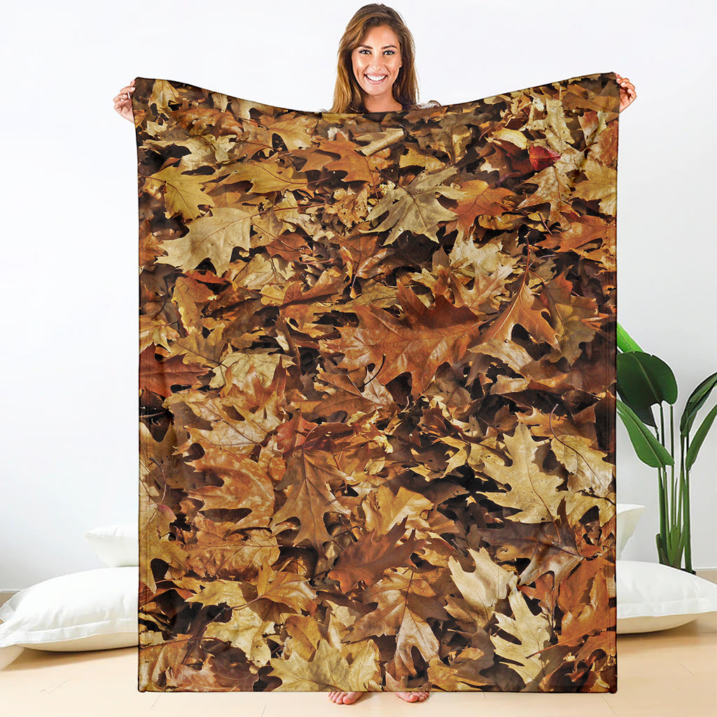 Fall Leaves Hunting Camouflage Print Blanket