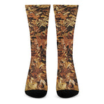 Fall Leaves Hunting Camouflage Print Crew Socks