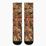 Fall Leaves Hunting Camouflage Print Crew Socks