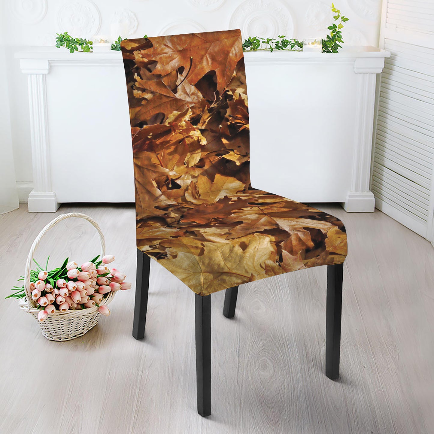 Fall Leaves Hunting Camouflage Print Dining Chair Slipcover