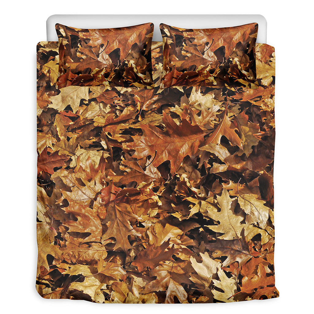 Fall Leaves Hunting Camouflage Print Duvet Cover Bedding Set