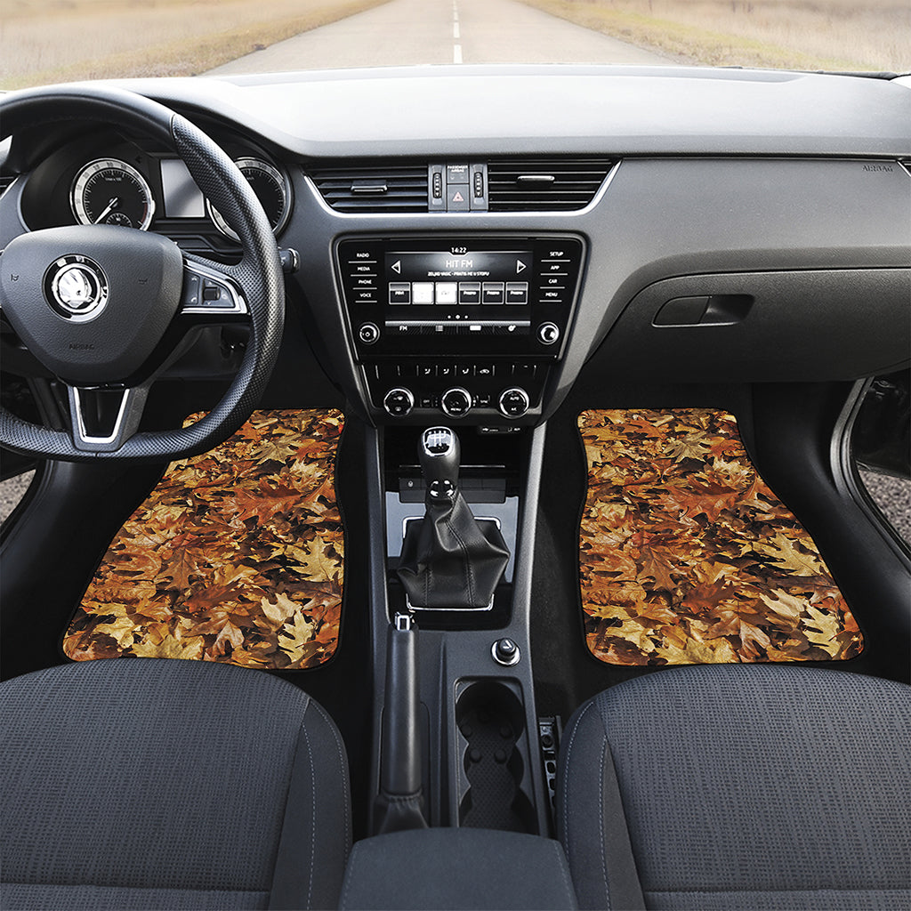 Fall Leaves Hunting Camouflage Print Front and Back Car Floor Mats