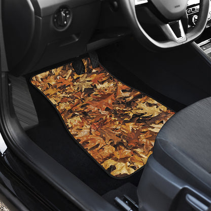 Fall Leaves Hunting Camouflage Print Front and Back Car Floor Mats
