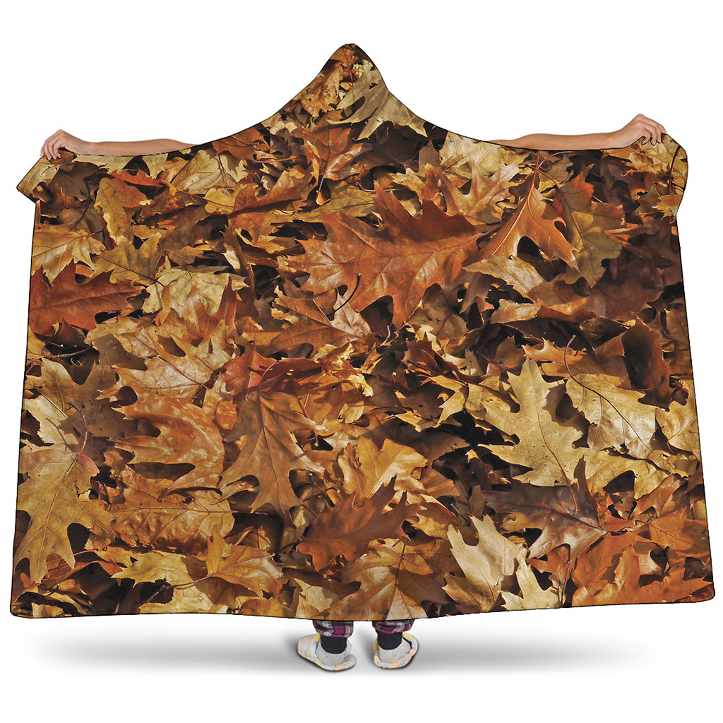 Fall Leaves Hunting Camouflage Print Hooded Blanket