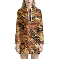 Fall Leaves Hunting Camouflage Print Pullover Hoodie Dress