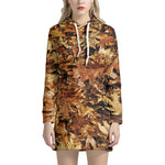 Fall Leaves Hunting Camouflage Print Hoodie Dress