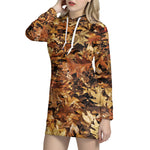 Fall Leaves Hunting Camouflage Print Hoodie Dress