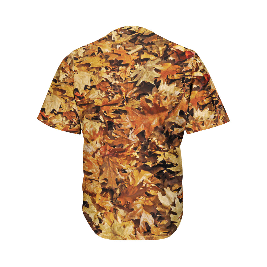 Fall Leaves Hunting Camouflage Print Men's Baseball Jersey