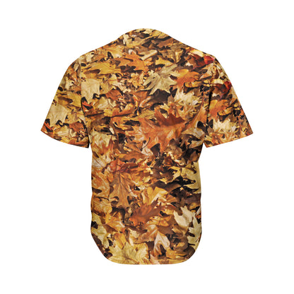 Fall Leaves Hunting Camouflage Print Men's Baseball Jersey