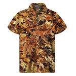 Fall Leaves Hunting Camouflage Print Men's Short Sleeve Shirt