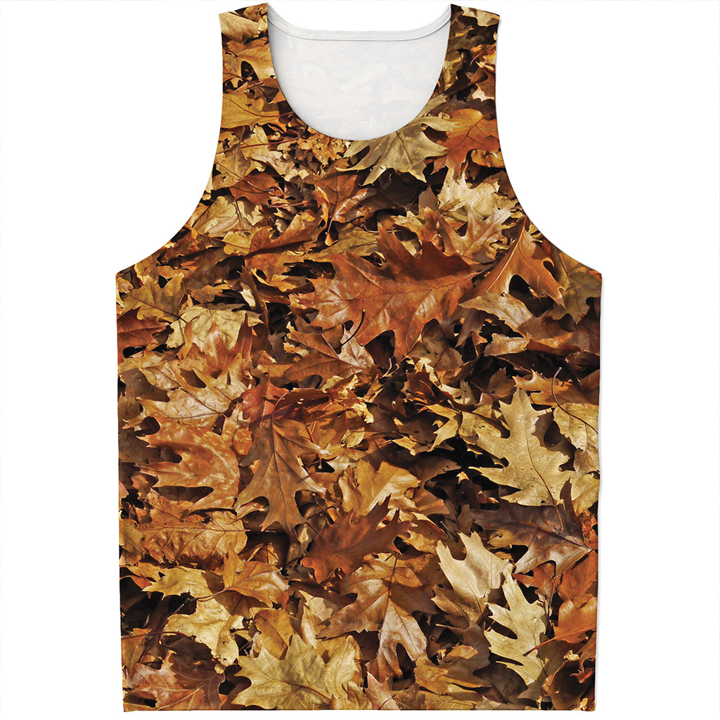 Fall Leaves Hunting Camouflage Print Men's Tank Top