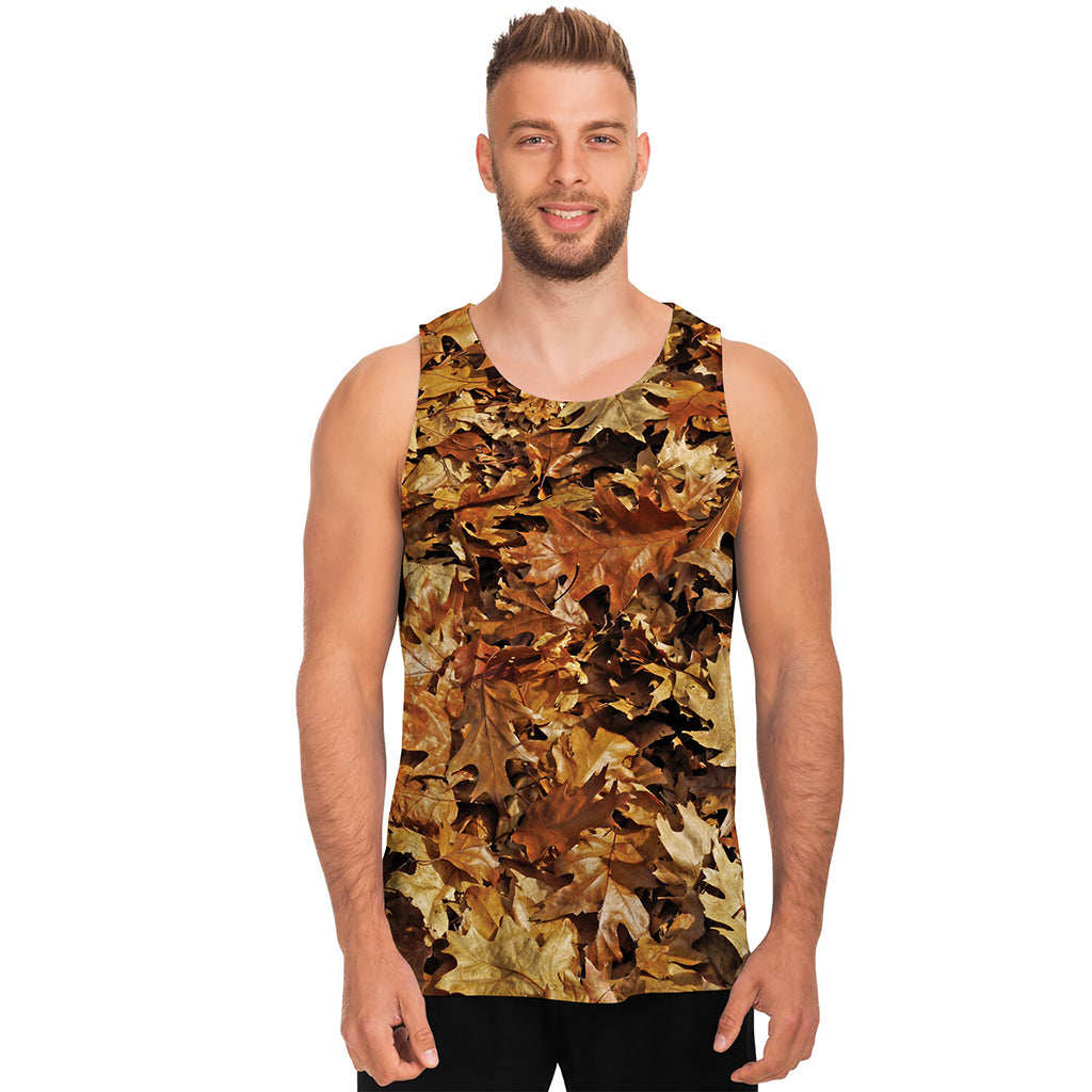Fall Leaves Hunting Camouflage Print Men's Tank Top