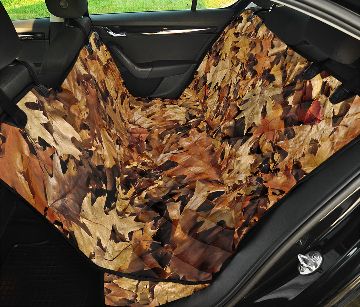Fall Leaves Hunting Camouflage Print Pet Car Back Seat Cover