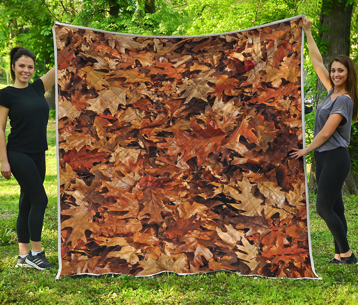 Fall Leaves Hunting Camouflage Print Quilt