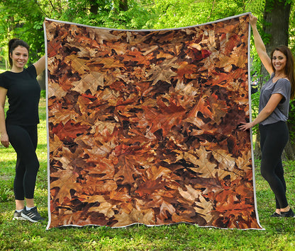 Fall Leaves Hunting Camouflage Print Quilt