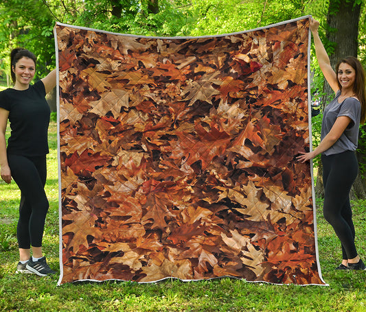 Fall Leaves Hunting Camouflage Print Quilt