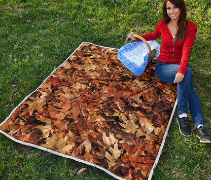 Fall Leaves Hunting Camouflage Print Quilt