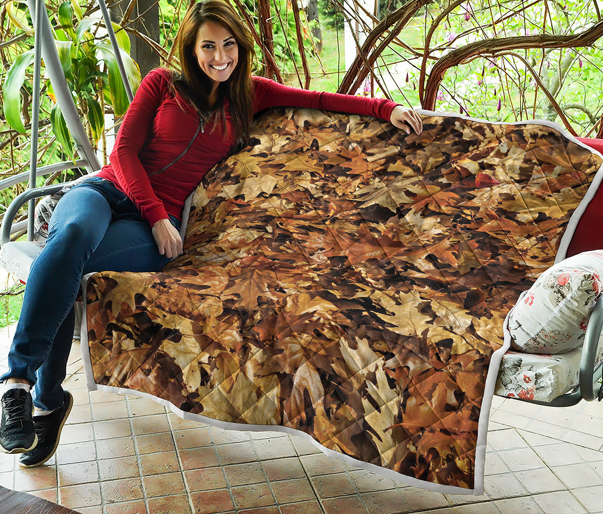 Fall Leaves Hunting Camouflage Print Quilt