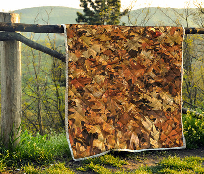 Fall Leaves Hunting Camouflage Print Quilt