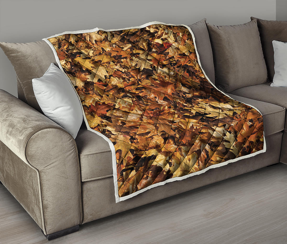 Fall Leaves Hunting Camouflage Print Quilt