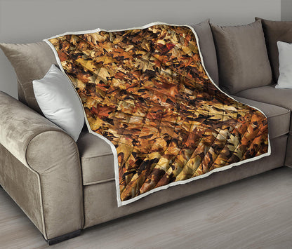 Fall Leaves Hunting Camouflage Print Quilt