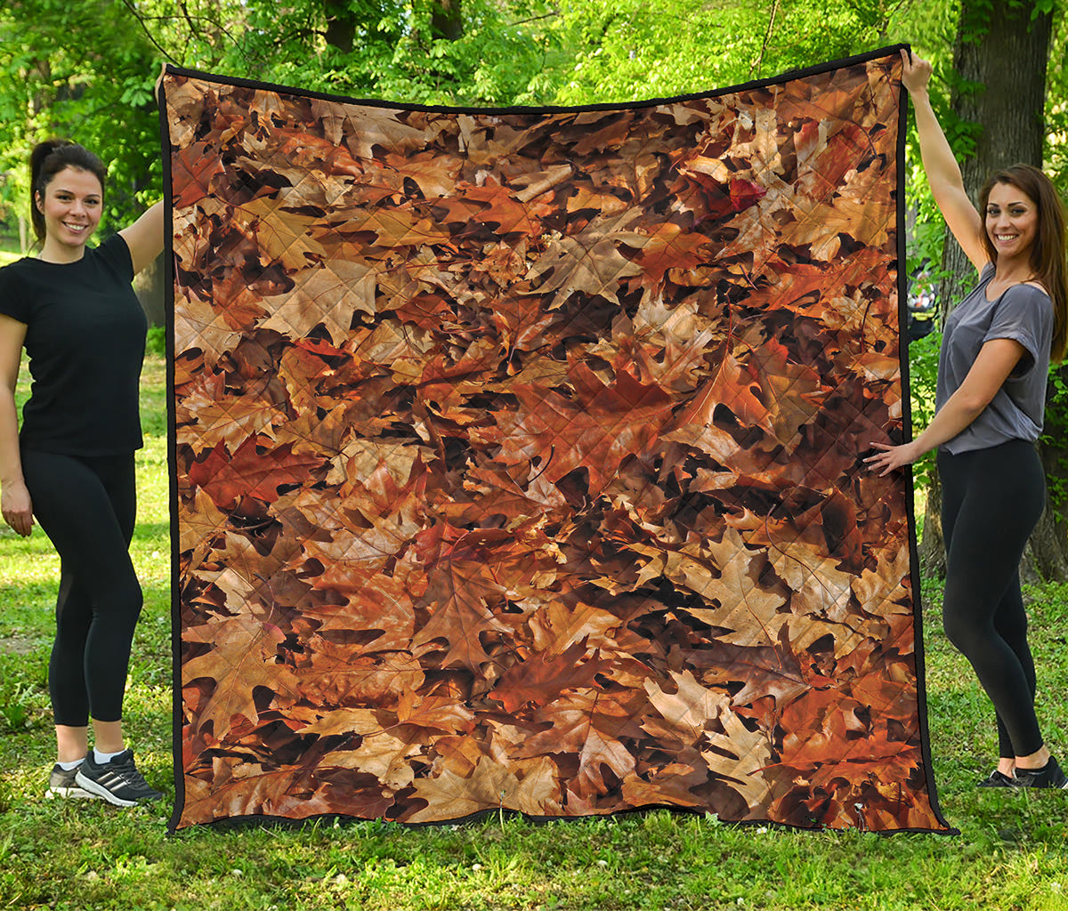 Fall Leaves Hunting Camouflage Print Quilt