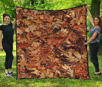 Fall Leaves Hunting Camouflage Print Quilt