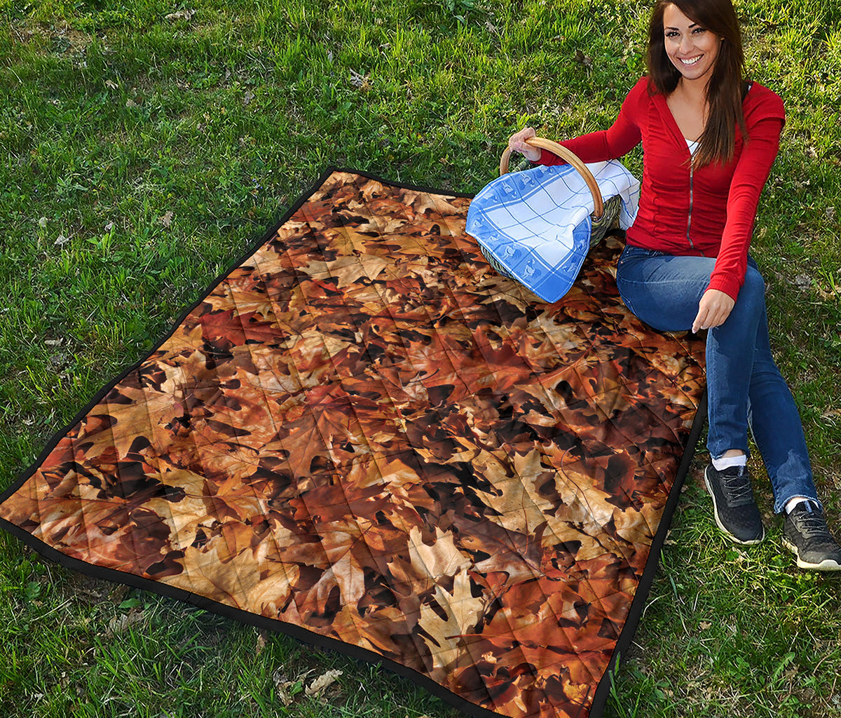 Fall Leaves Hunting Camouflage Print Quilt